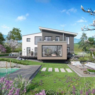 Wo moderne Architektur auf stillen Winterzauber trifft.