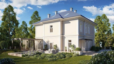 Villa mit 3 Wohneinheiten – jetzt noch mitgestalten! Hohe Altbau-Räume, stilvolle Stuckelemente, Fußbodenheizung, Luftwärmepumpe u. v. m.