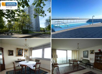 3-Zi.-Whg. (14. Stock) mit Balkon, TG-Stellpl. und gemeinschaftl. Schwimmbad in Neu-Ulm zu verkaufen