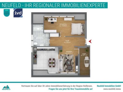 Wunderschöne 2-Zimmer Wohnung mit Loggia im Zentrum Neckarsulms zu verkaufen!