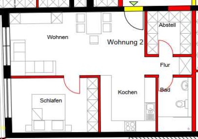 Kernsanierte 2-Zimmer-Wohnung mit Terrasse und eigenem Garten in Lechenich
