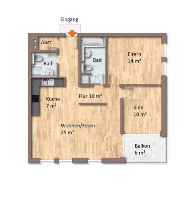 Moderne 3-ZKBB mit EBK, Parkett, Balkon & TG-Stellplatz!