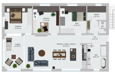 Moderne Neubauwohnung in Walbertsweiler, Whg.3, 4 Zimmer, 107qm, DG