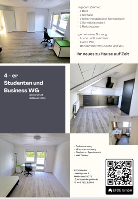 4 x WG Zimmer in 4-er Studenten- und Business WG