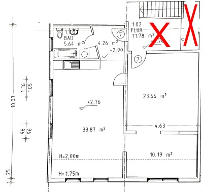 2,5 Raum Wohnung mit Wohnküche und offenem Schnitt