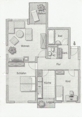 WEG geeignete 3 Zimmer Wohung