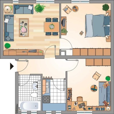 Anmietung nur mit WBS für 2 Personen//3,5 Zimmer//56 m²//Balkon// neuwertiges Tageslichtbad