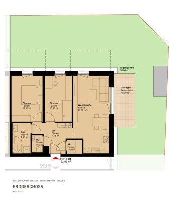 3-Zimmer-Wohnung inkl. Küche, Garten und Terrassen Außenfläche und Kellerabteil - Kfz-Platz mit zu mieten/ SBSG 3-04