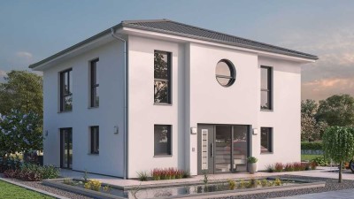 Stadtvilla m. über 150 qm mit 5 Zi., Ton-Dachziegel, Wärmepumpe, Fußbhz., freie Grundriss-Planung