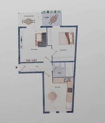 Gepflegte 2-Zimmer-Wohnung mit Balkon, Wintergarten und TG-Stellplatz