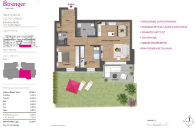 Helle Komfortwohnung mit eigenem Garten und Parkblick 1.860 € warm