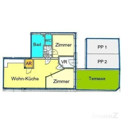 Provisionsfrei: kleine 3-Zimmerwohnung mit Terrasse und Autostellplatz bei LKH / Med-Uni