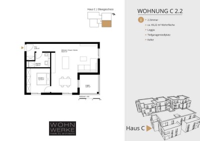 Whg C 2.2. - 2 Zimmer - Obergeschoss mit Süd-Loggia