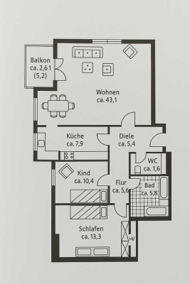 Helle 3-Zimmer Wohnung mit Balkon iin Hamburg-Lokstedt