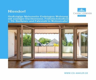 Großzügige Maisonette-Endetagen-Wohnung mit Fahrstuhl + Dachterrasse + Küchenbalkon + TG-Stellplatz!