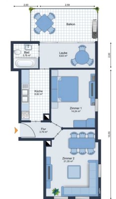 Ansprechende 2,5-Zimmer-Wohnung mit Balkon und EBK in zentraler Lage von Wehr