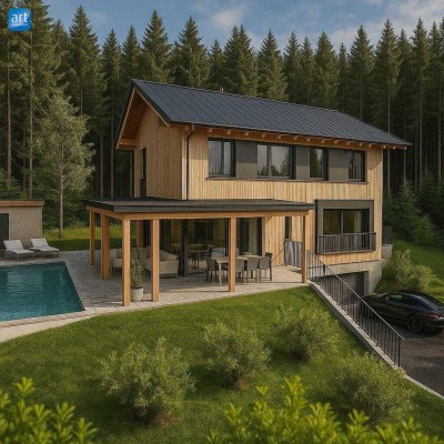 Traumhaftes Massivholz Einfamilienhaus Projekt in Hof - absolute Alleinlage