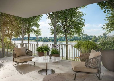 Terrasse, Sauna und Kamin - Luxus Neubauwohnung am Schlosspark mit Rheinblick (WE 9)