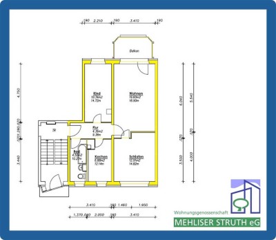 modernisierte 3-Raumwohnung mit Einbauküche