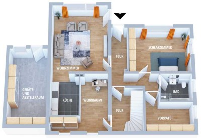 2 Zimmer Einliegerwohnung mit Klimaanlagen  Terrasse und Gartennutzung in Weibern