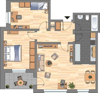 Modernisierte 3-ZKB-Balkonwohnung in der 8. Etage eines Hochhauses im Europaviertel zu vermieten!