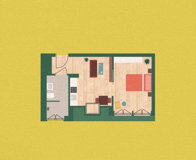 Helle 2-Zimmer Wohnung in Berlin-Niederschönhausen