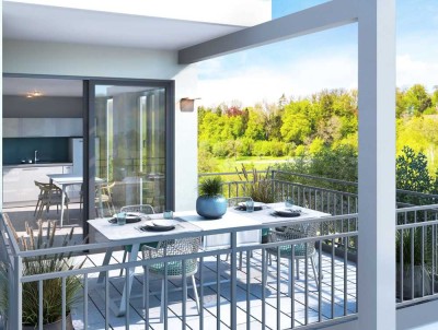 Modernes und nachhaltiges Wohnen mit sonnigem Balkon - im Grünen und doch stadtnah