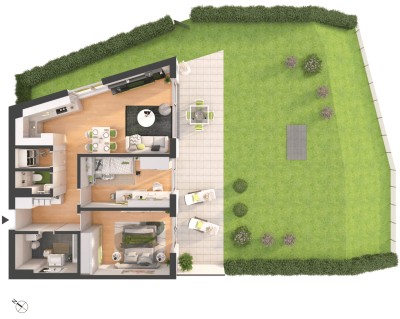 Hochwertige 3-Zimmer Neubau-Gartenwohnung (W01)