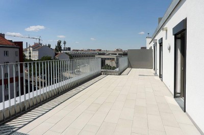 Hochqualitative Wohnung mit 57m² Dachterrasse | Blick auf Kahlenberg | Fußbodenkühlung