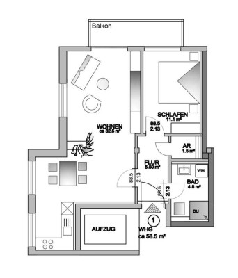 2-Zimmerwohnung mit Balkon