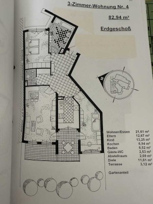 Stilvolle 3-Raum-Erdgeschosswohnung mit Balkon und Einbauküche in Bayreuth