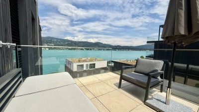 Dellach / Wörthersee: Mini-Seewohnung mit mega Seeblickterrasse &amp; Garage, Anleger-geeignet