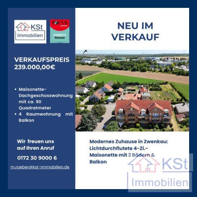 Bezugsfreie 4-Zi.-Maisonette in Zwenkau: modern, lichtdurchflutet, 2 Bäder, Balkon