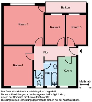 4-Zimmer-Wohnung in Werl - Balkon - Bad mit Fenster