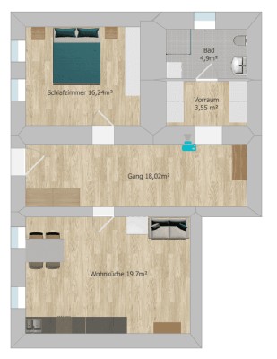 Gemütliche 2- Zimmer-Wohnung im Zentrum von Fritzens