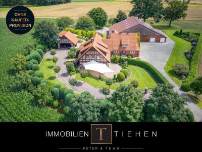 Pferdegerecht und repräsentativ: Hofstelle mit 2 Wohnhäusern und großem Flächenensemble nahe Meppen!