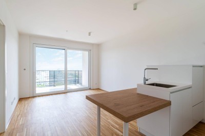 TABA Tower - Möbliertes Serviced Apartment mit grandiosem Fernblick direkt an der U1 Oberlaa - begehbarer Kleiderschrank, inkl. Heizung, Kühlung, Strom, Internet und Fitnessraum!