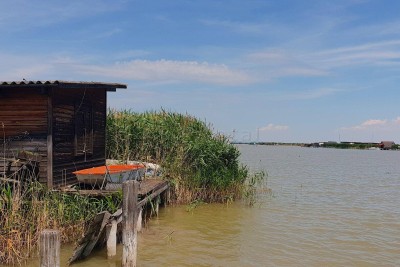 Abbruchreife Seehütte in ruhiger Lage der Ruster Südbucht