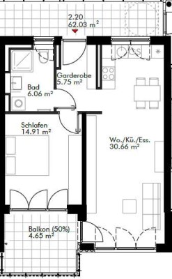 moderne, helle 2-Zimmer-Wohnung zu vermieten