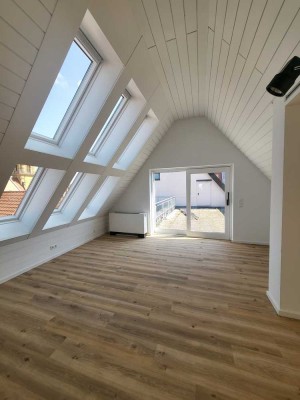 Klimatisierte schöne Penthouse-Wohnung mit großer Terrasse in der Innenstadt von Aalen zu vermieten
