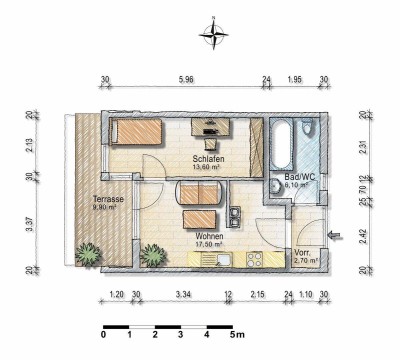 2. Zimmer Singlewohnung mit Balkon - ab 1.November - in Franking - Heizung inklusive