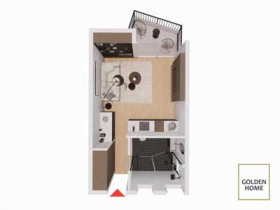 Moderne 1‑Zimmer‑Wohnung mit Balkon und Stil