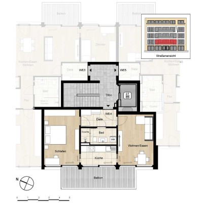 WE 4: 2 Zimmer im 1. OG - Mitte