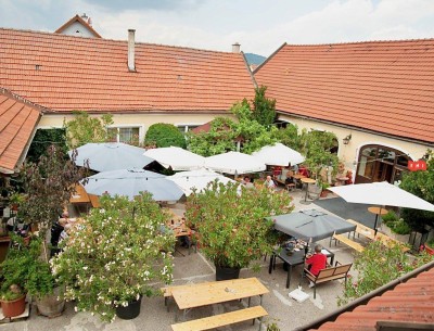 Tradititioneller Vierkanthof mit 2 Wohnhäusern, Heurigenlokal &amp; Hofladen Nähe Stift Göttweig bei Krems