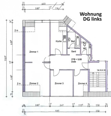 4-Zimmer-Dachgeschosswohnung Stuttgart-Mitte,  neue Böden bis zum Einzug