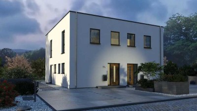 Puristisches Doppelhaus im Flachdach Design - Zusammen wohnen - Kosten Teilen