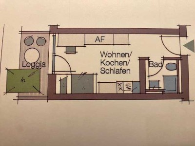 1-Zimmer-Wohnung, voll möbliert, Erstbezug. Ideal für Pendler und Studenten