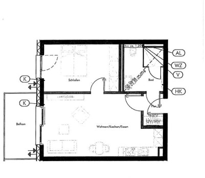 2 Zimmer Dachgeschoss Wohnung mit Einbauküche