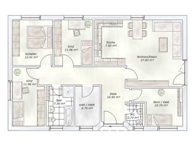 Naunhof: 5 Zimmer auf einer Ebene, u.a.m. FBH, L-W-Wärmepumpe, Ton-Dachsteine, etc. – Grdst. inkl