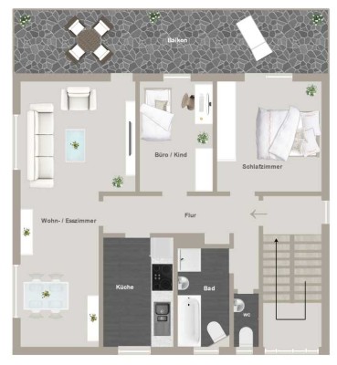 großzügige 3-Zimmer-Wohnung in ruhiger Lage mit Balkon